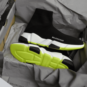 BALENCIAGA SPEED TRAINER BLACK WHITE NEON SS19 - BB12