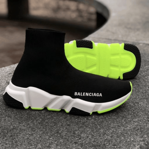 BALENCIAGA SPEED TRAINER BLACK WHITE NEON SS19 - BB12