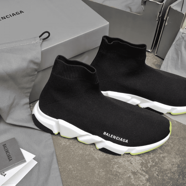 BALENCIAGA SPEED TRAINER BLACK WHITE NEON SS19 - BB12