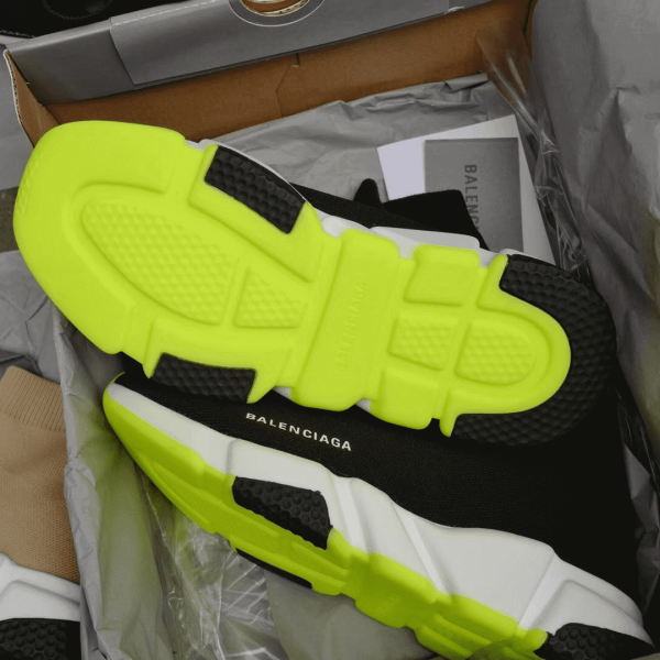 BALENCIAGA SPEED TRAINER BLACK WHITE NEON SS19 - BB12