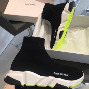 BALENCIAGA SPEED TRAINER BLACK WHITE NEON SS19 - BB12