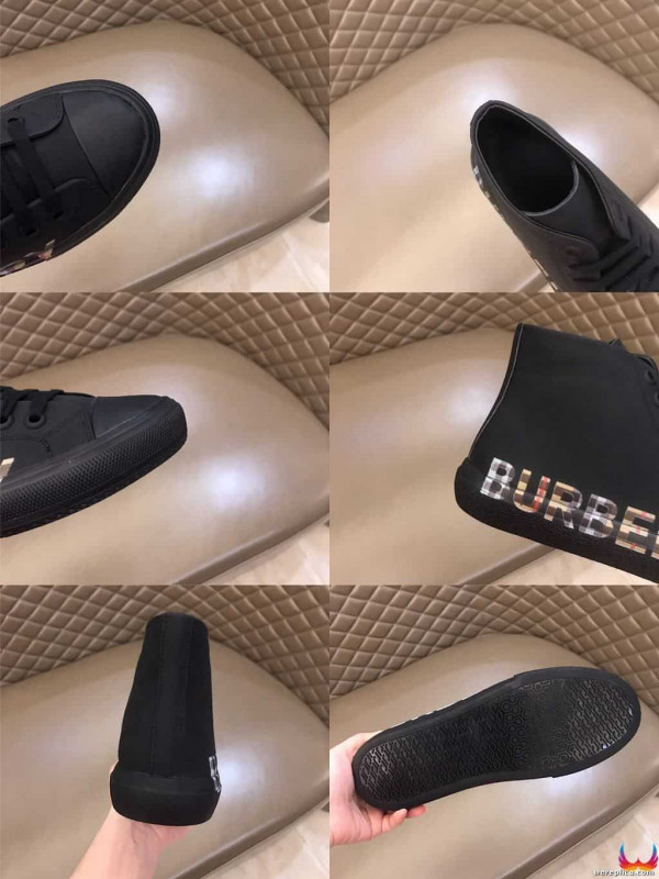 BURBERRY LOGO PRINT GABARDINE HIGH-TOP SNEAKERS – BBR82