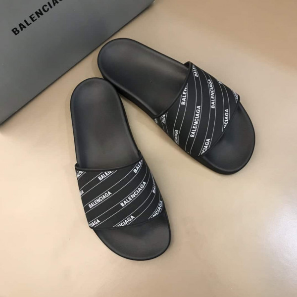 BALENCIAGA RUBBER LOGO POOL SLIDE SANDALS - BBS6