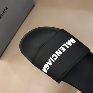 BALENCIAGA RUBBER LOGO POOL SLIDE SANDALS - BBS5