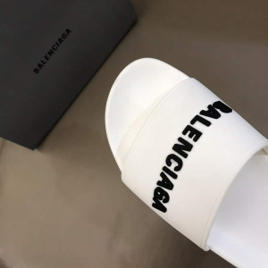 BALENCIAGA RUBBER LOGO POOL SLIDE SANDALS - BBS7