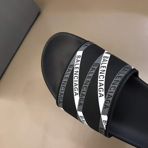 BALENCIAGA RUBBER LOGO POOL SLIDE SANDALS - BBS9