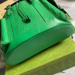 GG EMBOSSED BACKPACK IN GREEN LEATHER