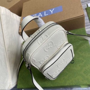 GG EMBOSSED MINI BAG IN WHITE LEATHER