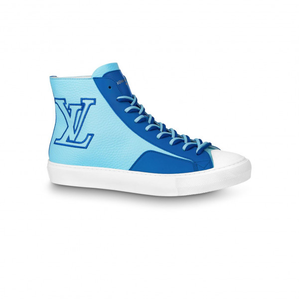 LOUIS VUITTON TATTOO SNEAKERS BOOTS BLUE GRAINED CALF LEATHER - LSVT099