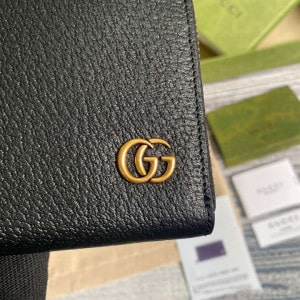 Gucci gg Marmont Leather Zip Around Wallet Black Metal Free Tanned Leather Double G - WEG003