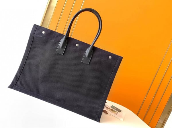 RIVE GAUCHE TOTE BAG IN LINEN AND LEATHER - WBY17