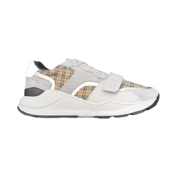 BURBERRY CHECK, SUEDE AND LEATHER SNEAKERS - BBR093