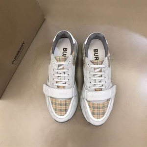 BURBERRY CHECK, SUEDE AND LEATHER SNEAKERS - BBR093