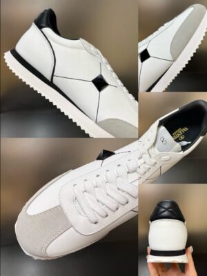 STUD AROUND LOW-TOP CALFSKIN AND NAPPA LEATHER SNEAKER - VLS006