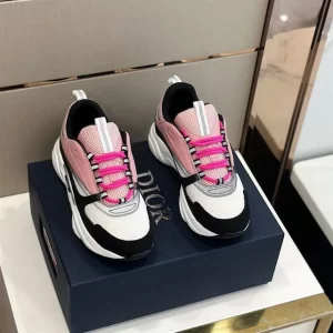 B22 SNEAKER PINK AND WHITE TECHNICAL MESH WITH PINK AND BLACK CALFSKIN - CD130