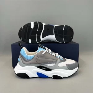 B22 SNEAKER WHITE AND BLUE TECHNICAL MESH AND GRAY CALFSKIN - CD127