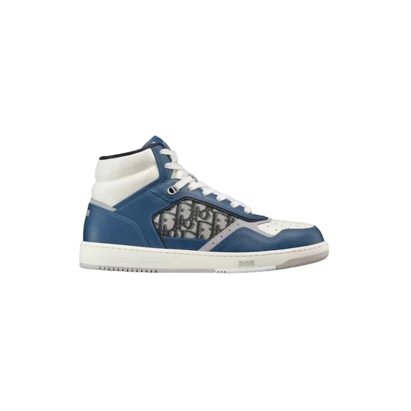 B27 HIGH-TOP SNEAKER BLUE CREAM AND DIOR GRAY SMOOTH CALFSKIN - CD115