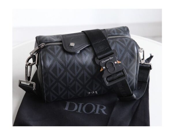 DIOR LINGOT 22 BAG BLACK CD DIAMOND CANVAS - DR014