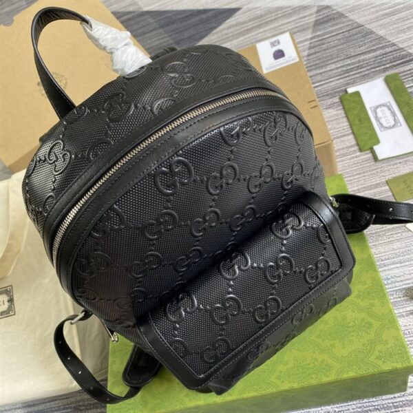 GUCCI LOGO EMBOSSED PERFORATED LEATHER BACKPACK - GC53