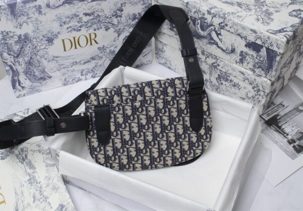 SADDLE POUCH BEIGE AND BLACK OBLIQUE JACQUARD - DR028