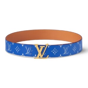 LOUIS VUITTON LV INITIALES 40MM REVERSIBLE BELT IN BLUE - B107