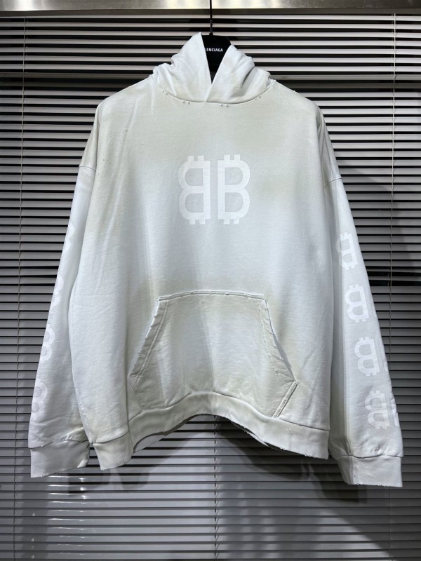 Balenciaga Crypto Hoodie Medium Fit In White - SBH023