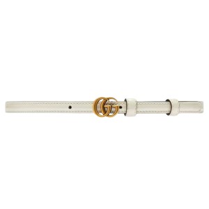 GUCCI THIN PATENT DOUBLE G BELT WHITE LEATHER - B0179