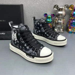 AMIRI BANDANA-PRINT HIGH-TOP SNEAKERS - AM077