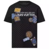 ART PRINTED DAMIER COTTON T-SHIRT IN BLACK - LSVT0274