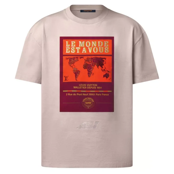 EMBELLISHED GRAPHIC COTTON T-SHIRT IN BROWN - LSVT0276