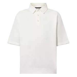 EMBROIDERED SHORT-SLEEVED COTTON BLEND POLO SHIRT IN WHITE - LSVT0321
