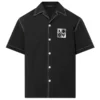 EMBROIDERED SHORT-SLEEVED COTTON SHIRT IN BLACK - LSVT0322