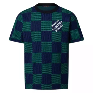 JACQUARD DAMIER SHORT-SLEEVED COTTON CREWNECK - LSVT0308