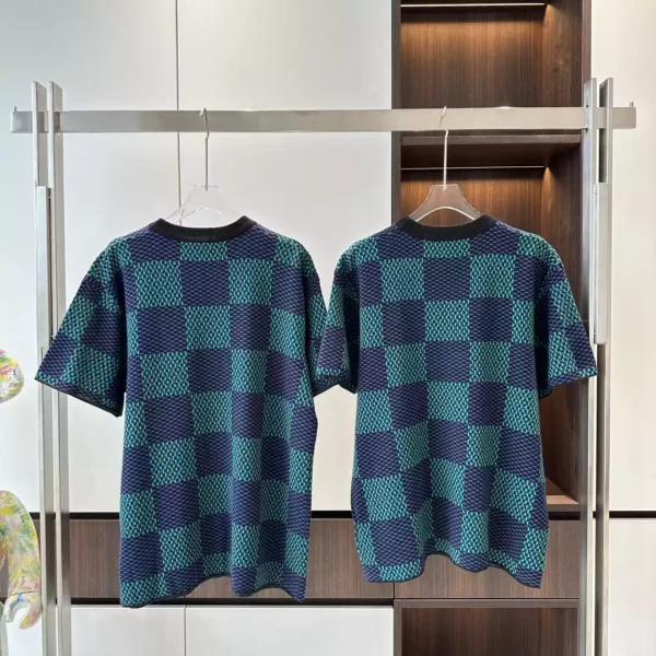 JACQUARD DAMIER SHORT-SLEEVED COTTON CREWNECK - LSVT0308