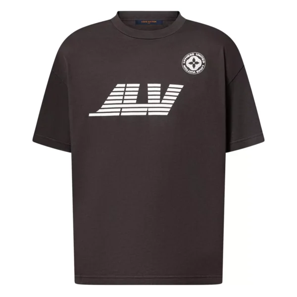 WASHED PRINTED COTTON T-SHIRT DARK EBONY - LSVT0311