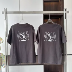 WASHED PRINTED COTTON T-SHIRT DARK EBONY - LSVT0311