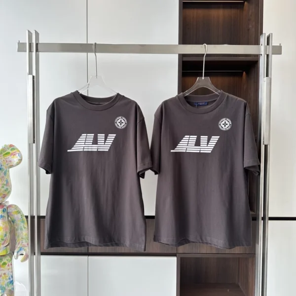 WASHED PRINTED COTTON T-SHIRT DARK EBONY - LSVT0311